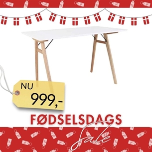 Vojens Skrivebord 120x60 - Hvid/natur
